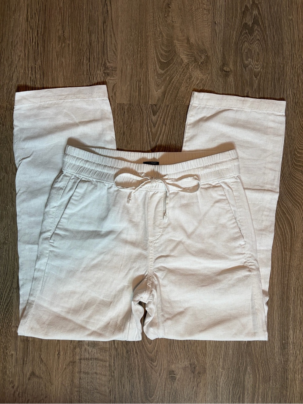 Ann Taylor Factory White Straight-Leg Drawstring Pants - XXS Petite